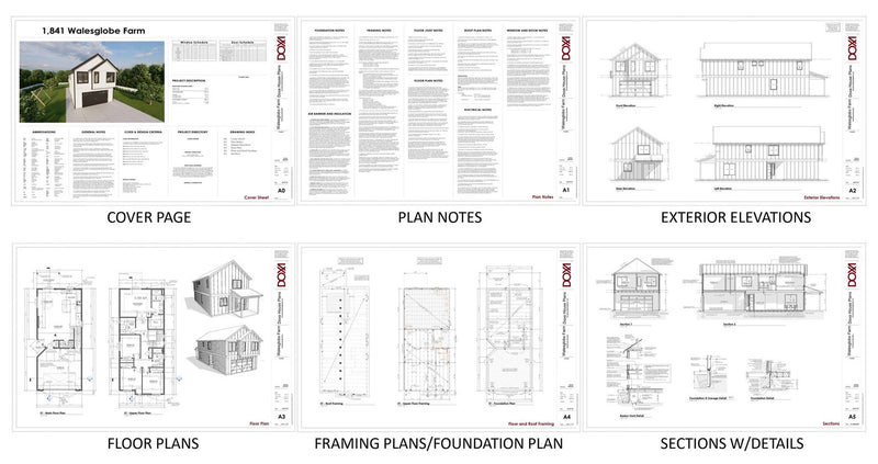 23' x 52' Farmhouse w/ 4 Bedroom, 2.5 Bath Architectural Plans - Custom 1,841 SF Modern Home Blueprint - PDF/AutoCAD - Bookread