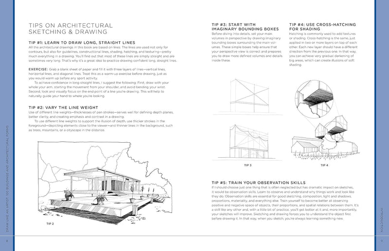 Draw Like an Artist: 100 Buildings and Architectural Forms: Step-by-Step Realistic Line Drawing - A Sourcebook for Aspiring Artists and Designers